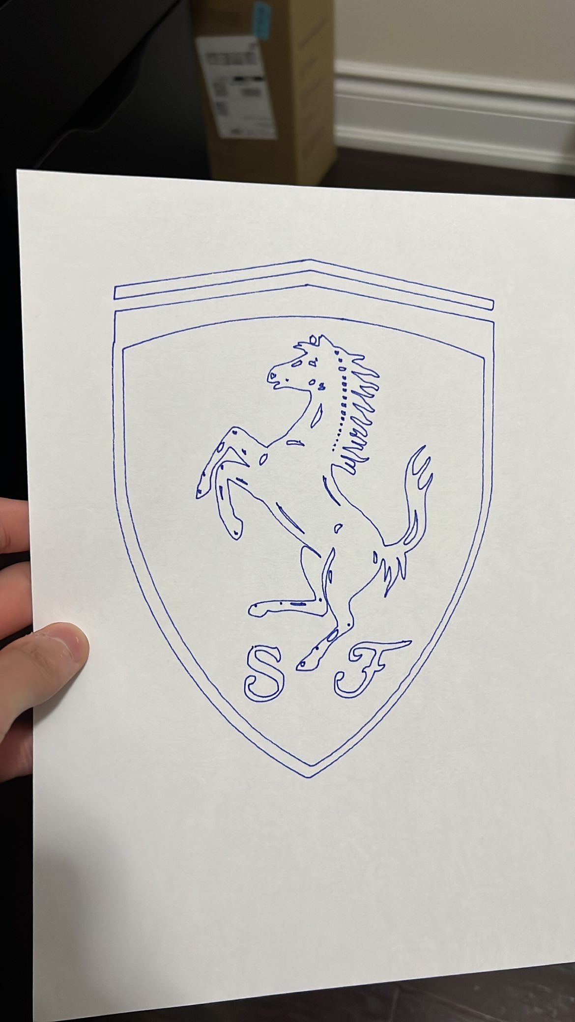 Ferrari logo drawing produced by the GCode Plotter